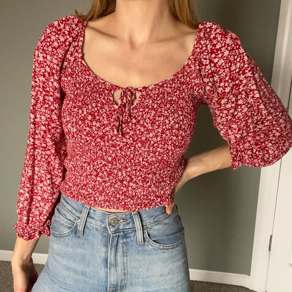 Cropped Floral Blouse
